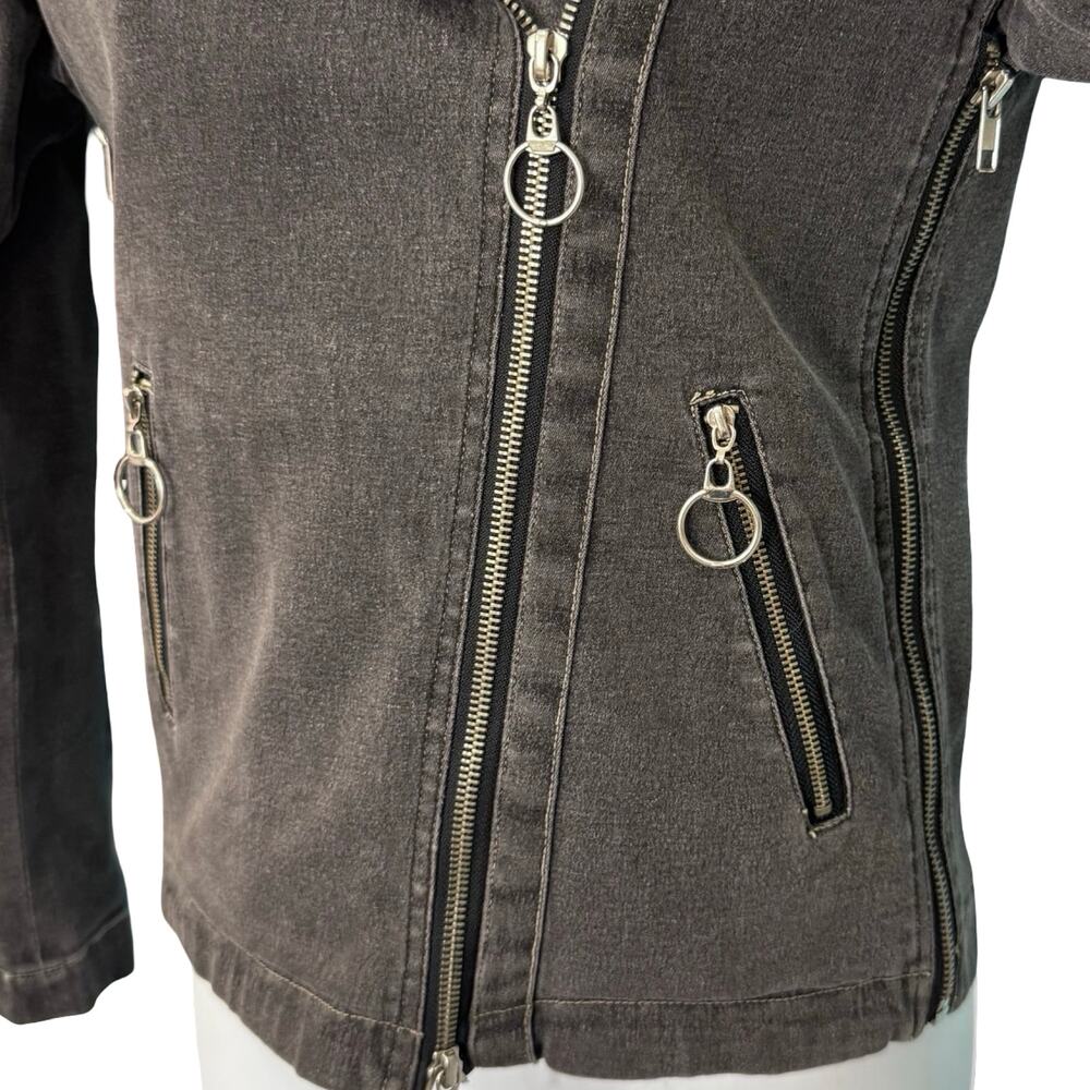 Katz Charcoal Gray Asymmetrical Zipper Pockets Moto Biker Jacket Size 34 / XS - Picture 13 of 13